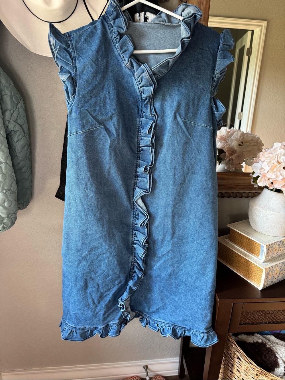 Girls' Denim Ruffle Dress - Blue